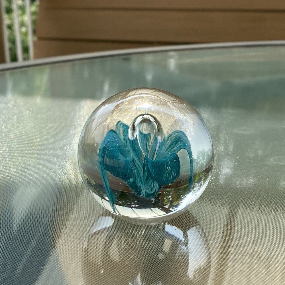 Vintage Glass Paper Weight Controlled Bubble Art Glass